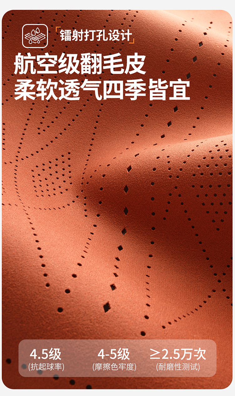 Ultra-Thin Perforated Ventilated and Breathable Car Seat Cushion, Universal Suede Single-Piece Rear Seat Cushion for All Seasons, Three-Piece Set