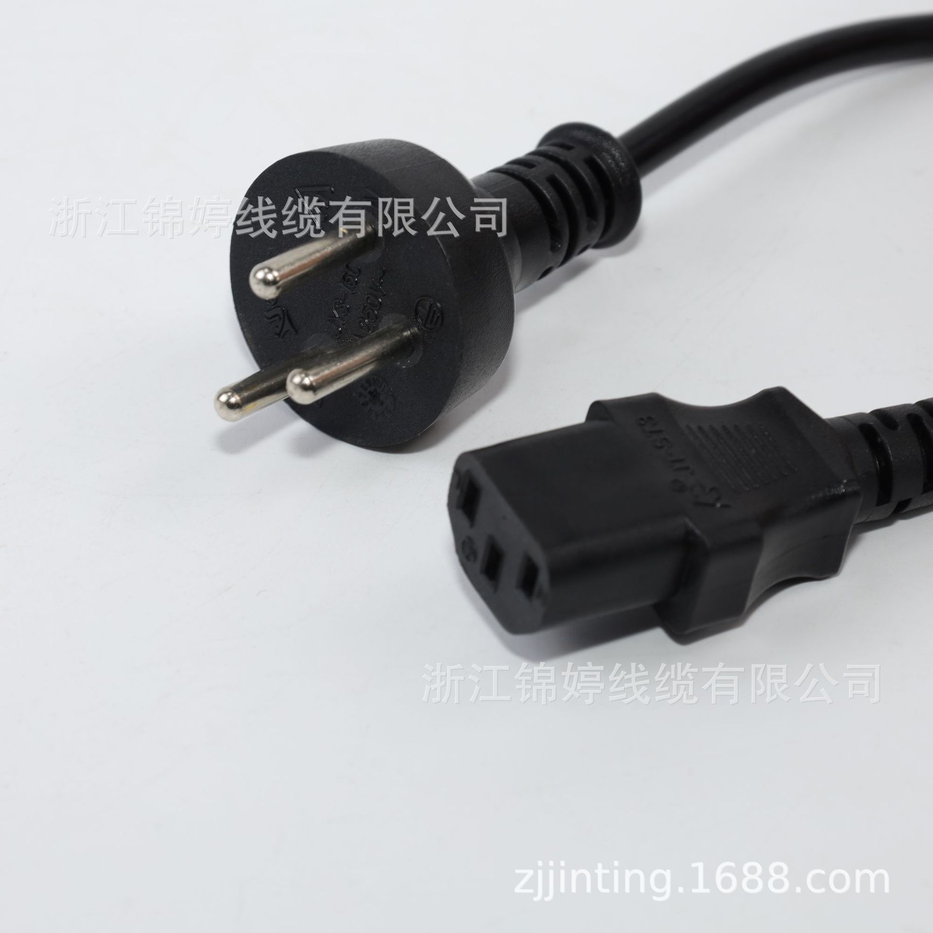 三芯16A直头以色列插头认证电源线10A品字尾橡胶线铜铠装阻燃认证