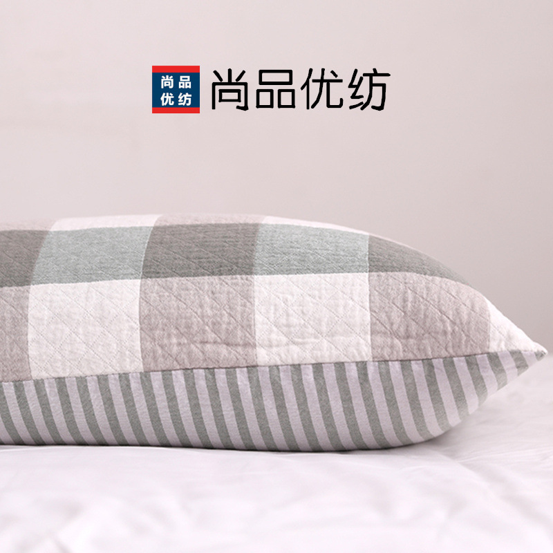A5L三層紗布枕套純棉成人50*75全棉加厚吸汗學生卡扣式枕頭套一對