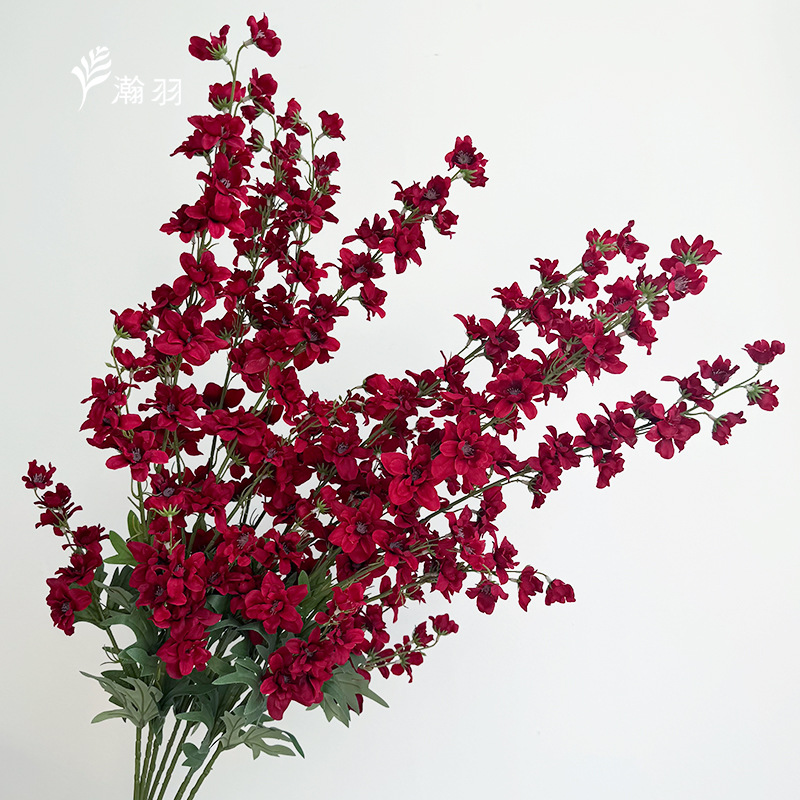 Flor de Delphinium Artificial de 3 Cabezas de Flores de Seda para Arreglos Florales y Escritorio image 11