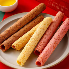 宏亞380g三色蛋卷禮盒裝年貨超市休閒零食 網紅微商零食批發