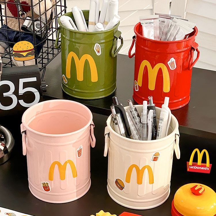 Maimen McDonald's Pen Storage Small Pen Barrel Student Desktop Cute Ornaments Office Stationery Cosmetic Brush Storage