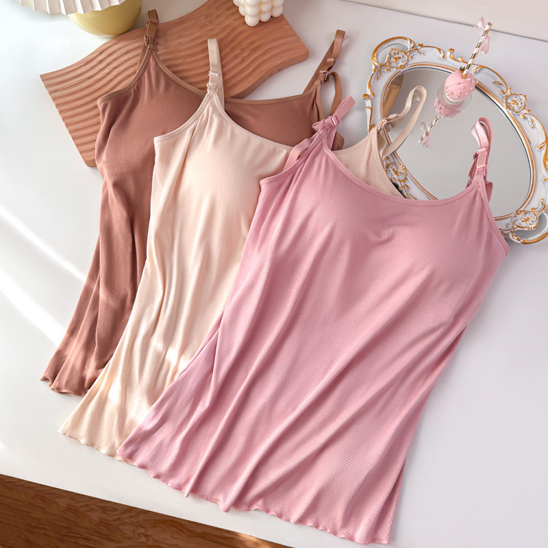 Pregnant Women's Lactation Camisole No-Wearing Underwear One-piece Belt Chest Pad Inner Moon-feeding Jacket Special Traceless
