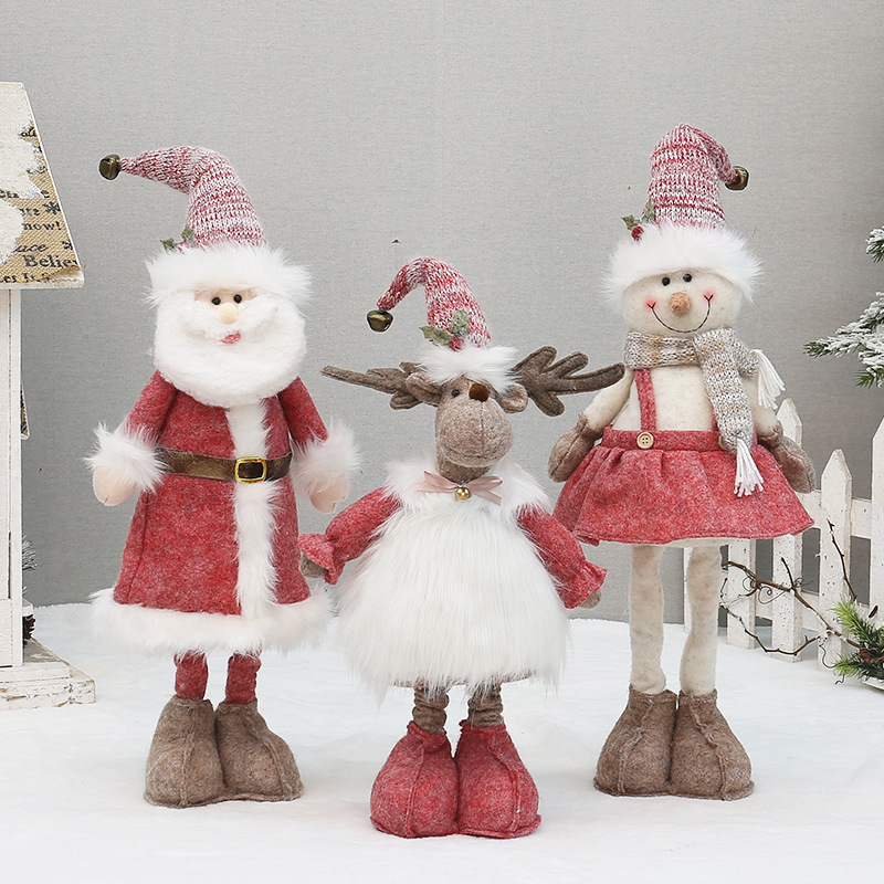 クリスマス新型ピンク伸縮公仔老人雪だるま人形祝日プレゼントプレゼント装飾置物用品|undefined