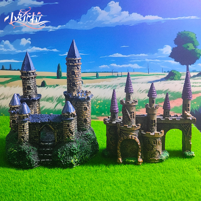 Nuevas decoraciones de pecera, castillos con aguja de estilo europeo, mansión antigua, jardinería, decoraciones de paisajismo, diseño de paisaje pequeño y pequeño