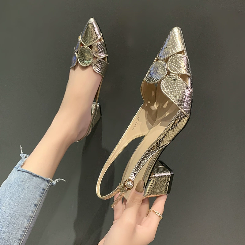 Fashionable high summer sandals, footwear, sexy shoes pointy toe, bright catchy style, European style