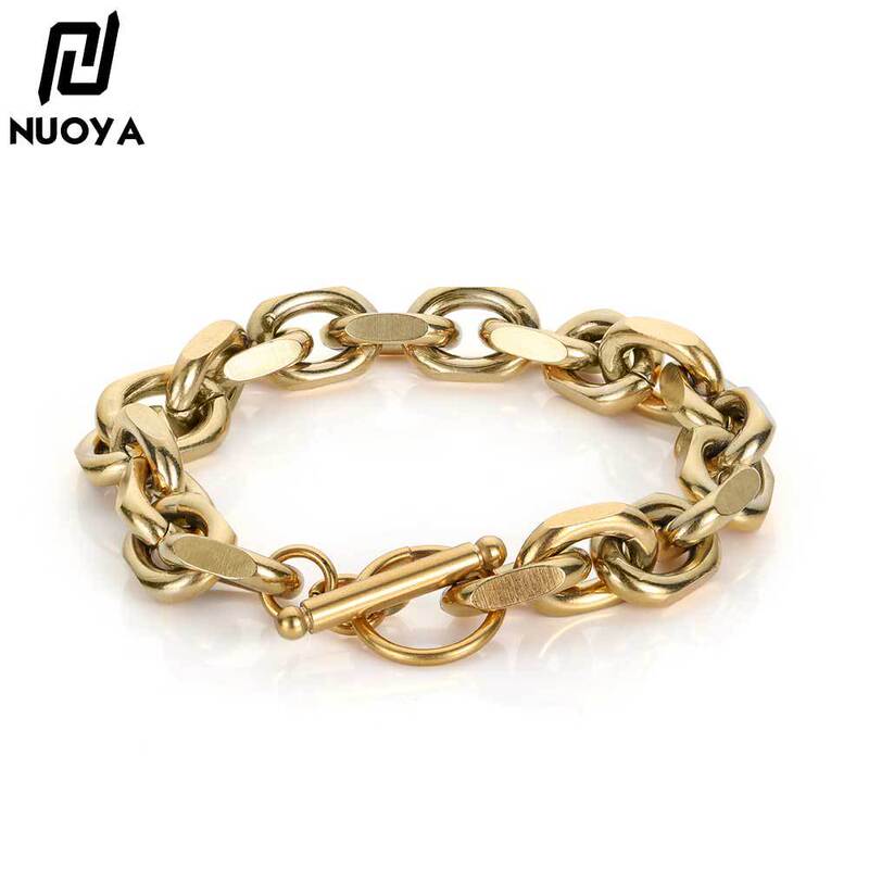 In stock wholesale stainless steel O-chain cross chain encryption plated 18K gold titanium steel jewelry personality product hip hop men's bracelet