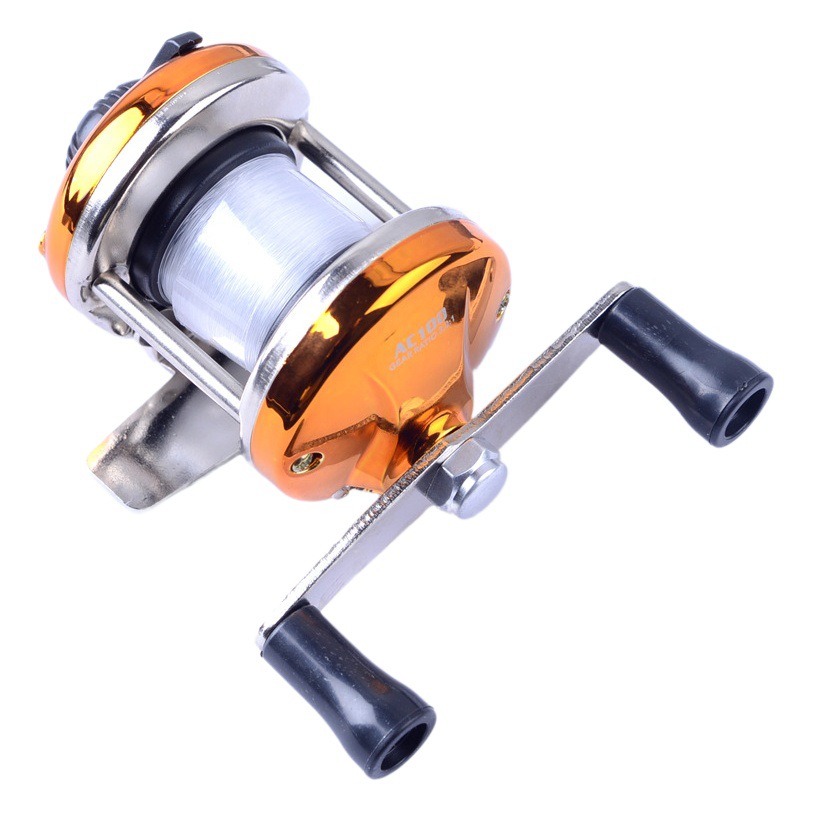 Nuevo Mini rueda de pesca de hielo pesca de invierno pequeña rueda de tambor doble brazo rockero cuerpo de metal con rueda de línea balsa pesca rueda de pesca