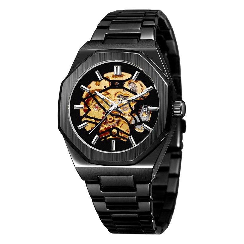 Forsining Fusini reloj mecánico automático volante hueco literal negocio polígono reloj