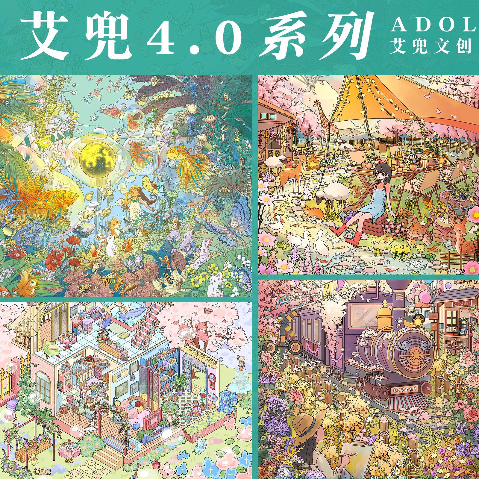 Aidou Creative 4.0 Series Landscape Stickers for Healing and Stress Relief, 3D Storage Stacking Miniature Scene DIY Stickers