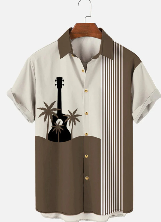 Trend de moda para hombres transfronterizos Camisa de manga corta hawaiana Camisa estampada digital 3D Transfronteriza Amazon