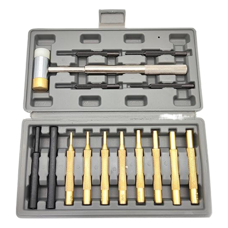 Juego de punzones cilíndricos de 15 piezas con caja plástica, ideal para joyería y mantenimiento de armas