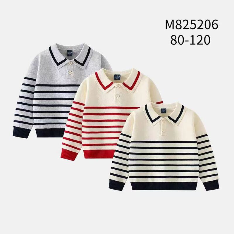 Ins Kidsren's Clothing Wholesale Boys and Girls Lapel Sweaters 2025 Korean Style Kidsren's Baby Versatile Stripesd Cotton Tops Ins Kidsren's Clothing Wholesale Boys and Girls Lapel Sweaters 2025 Korean Style Kidsren's Baby Versatile Stripesd Cotton Tops