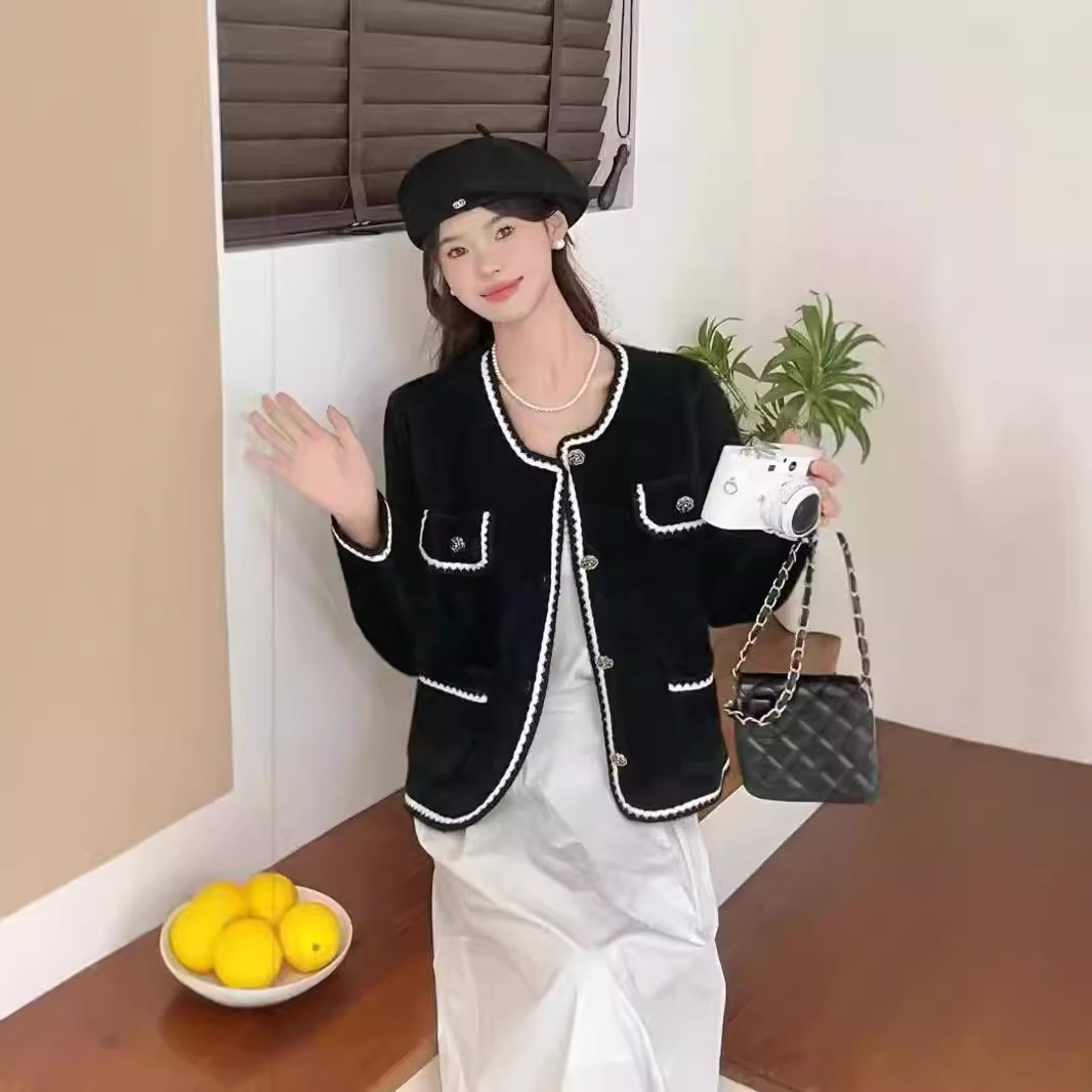 2024 nuevo temperamento francés celebridad pequeña fragancia cardigan de punto de estilo femenino de alta calidad imitación de agua suéter abrigo image 8