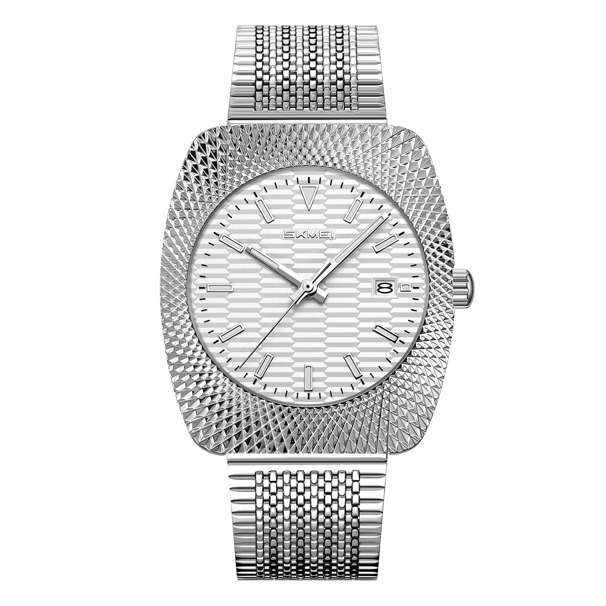 Momento de acero inoxidable reloj de cuarzo 30 metros calendario impermeable relojes de hombre comercio exterior regalos al por mayor personalizados