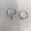 Elastic round beads, ball, universal brand ring, simple and elegant design, silver 925 sample, on index finger