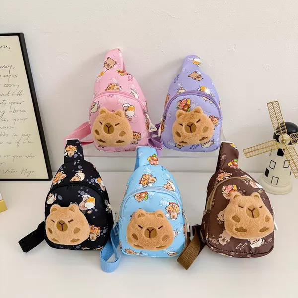 Japanese Boys and Girls Chest Bag Cute Kappibala Plush Doll Baby Crossbody Bag 2025 New Children's Bag