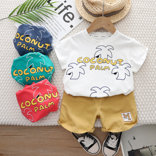 Summer 2024 New Foreign Trade Boys' Round Neck Short Sleeve Set for Baby Boys, Casual Shorts and Clothing Two-Piece Set Wholesale