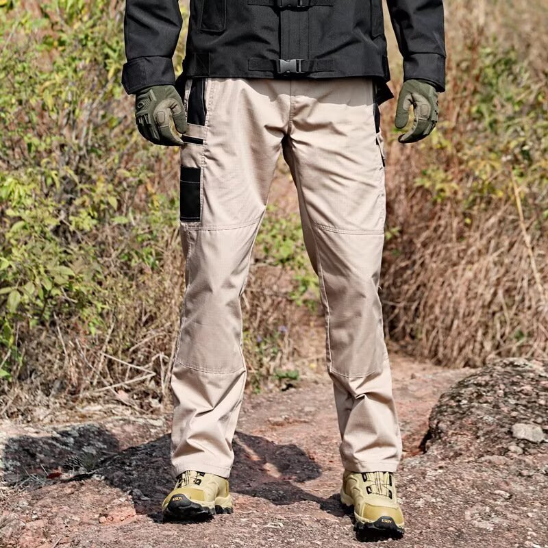 Cross-Border Factory Direct Delivery Four-Season Men's Tactical Pants, Color-Blocking, Durable, Hiking Sports Straight-Leg Pants, Versatile Stretch Workwear Pants