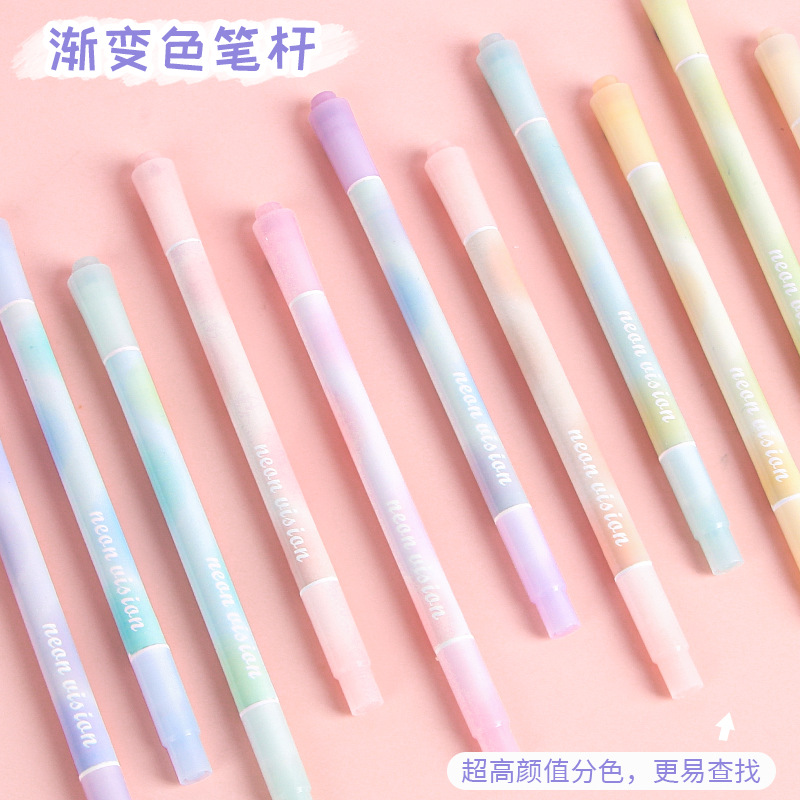 Nuevo de doble cabeza de protección ocular resaltador estudiante de alto aspecto marca pluma gran capacidad marca diario pluma conjunto al por mayor