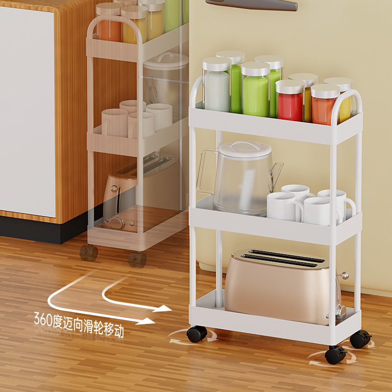 夹缝置物架厨房调味料冰箱缝隙收纳柜窄小推车可移动卫生间储物柜