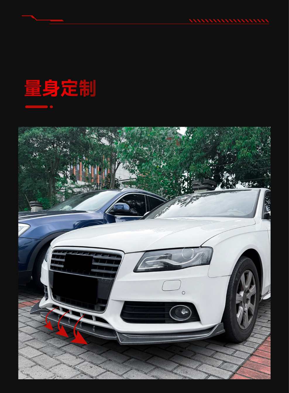 Suitable for 2009-2012 Audi A4 B8 early-stage standard version front lip, front spoiler, front diffuser, body kit, cross-border modification