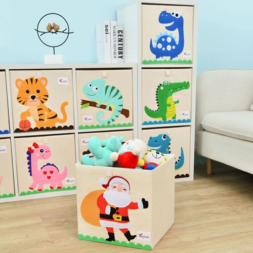 Wholesale Household Fabric Folding Plastic Storage Box Large Clothing Storage Box Cartoon Toy Storage Basket