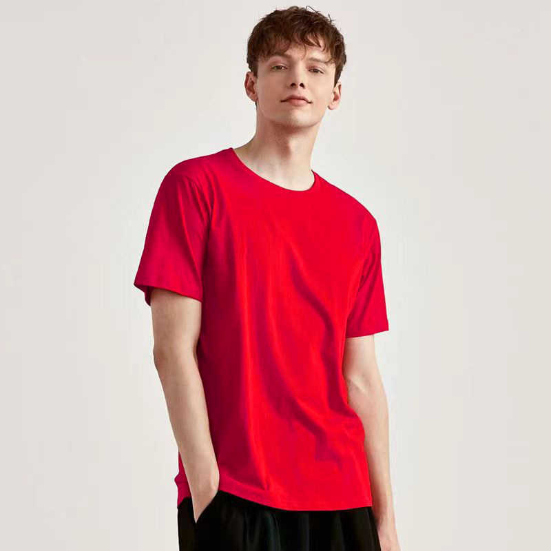 12 colores para hombres de color sólido! Verano nuevo estilo de explosión hombre sólido seda de leche versión delgada camiseta de manga corta