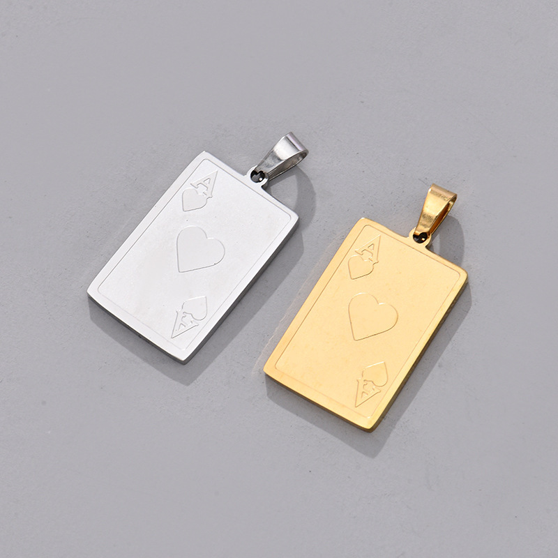 Creative Playing Cards Ace of Spades and Ace of Hearts Stainless Steel Plated with 18K Gold Ins-Style Keychain Couple Bag Gift Pendant Creative Playing Cards Ace of Spades and Ace of Hearts Stainless Steel Plated with 18K Gold Ins-Style Keychain Couple Bag Gift Pendant