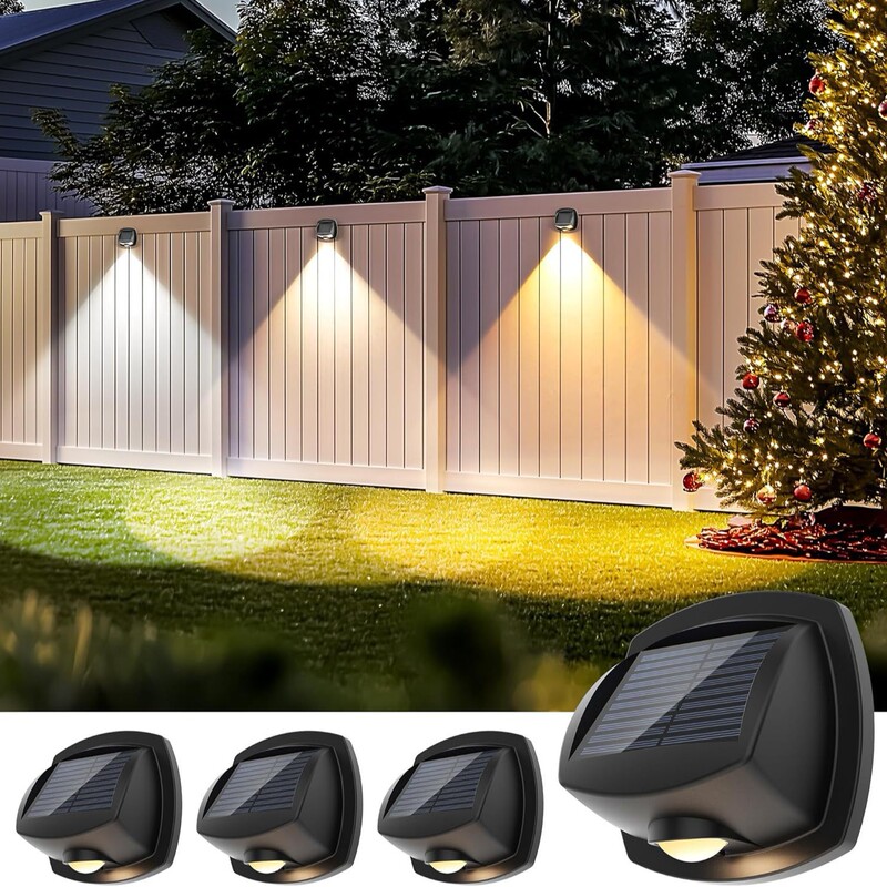 New solar wall washing lamp exterior two-color LED solar fence convex mirror lamp new outdoor trestle lamp