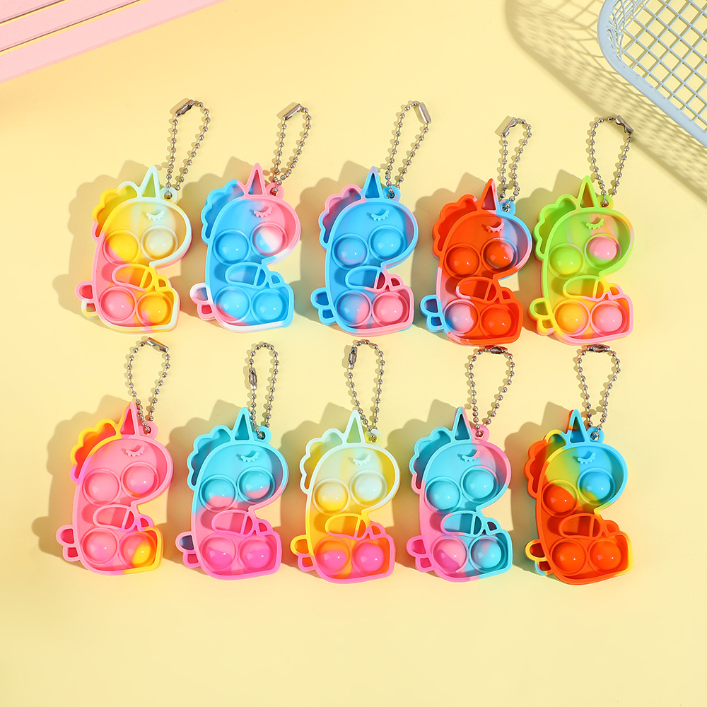 Creative Candy-Colored Unicorn Stress-Reducing Toy Cartoon Cute Silicone Pendant Mini Kidsren's Bubble Music Pendant