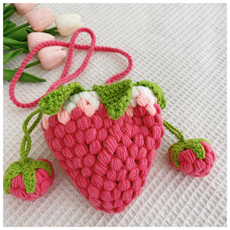 Fresh knitted strawberry handmade
