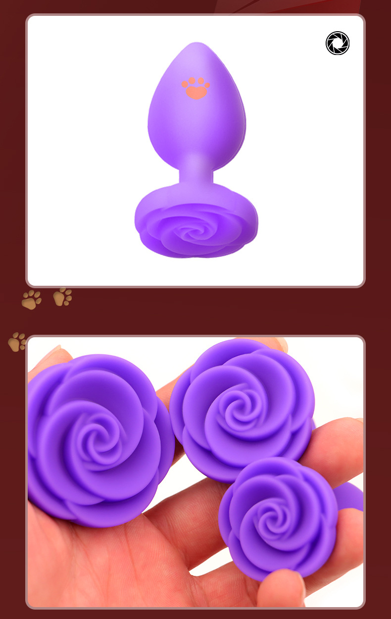 Cat Claw Rose Silicone Anal Plug, Blue Large Size, Smooth Tapered Design — detail image 9