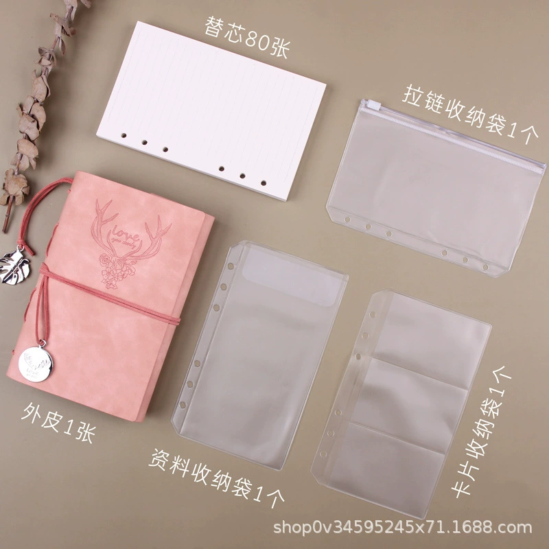 Retro pocket notebook D017, horizontal inner core with 3 storage pockets, tear-off pages