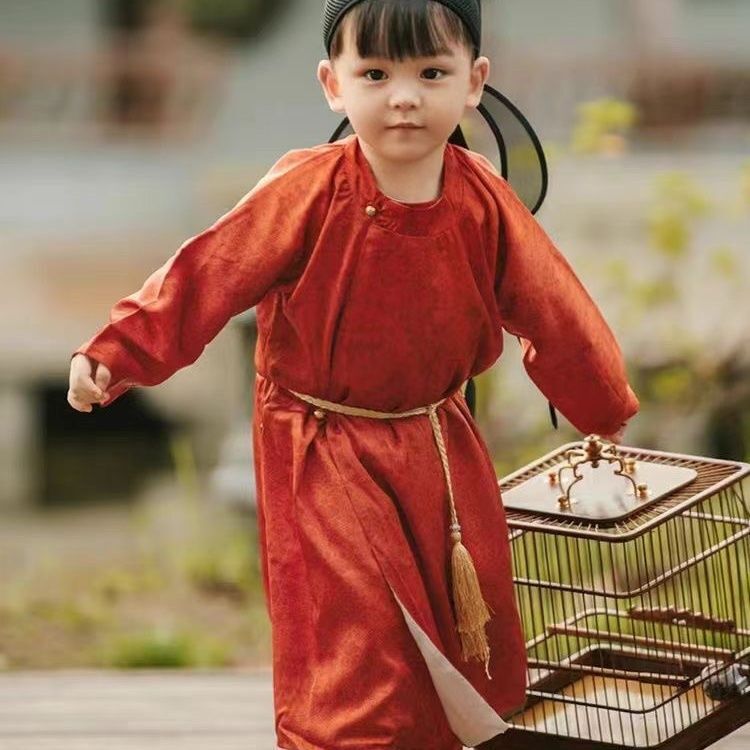 儿童汉服男童唐制圆领复原新款长安宝宝古装中国风幼儿园李白古装|undefined
