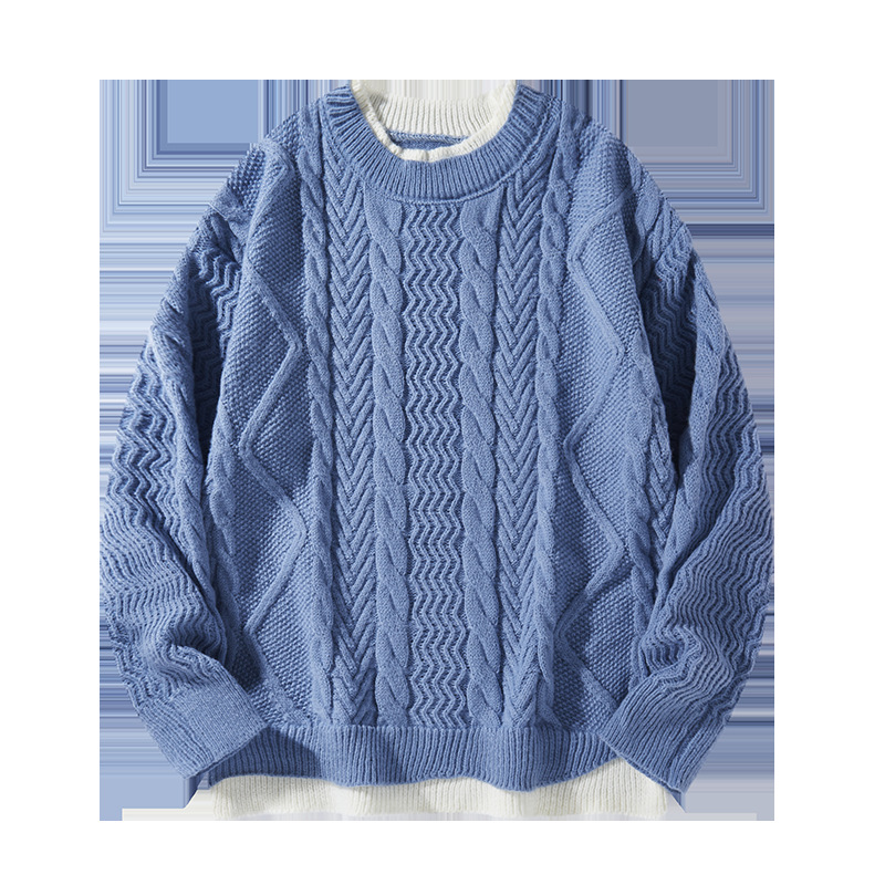 Herren-Pullover mit Zopfmuster und lockerer Passform – Retro-College-Pullover für Winter und Herbst_voghion.com