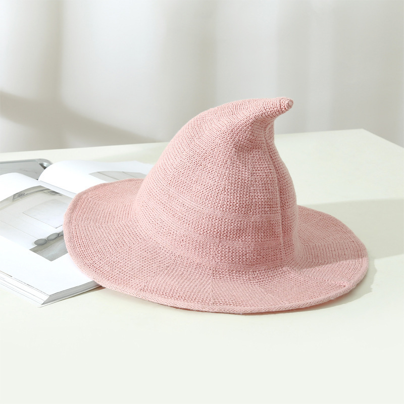 Sombrero de bruja de mujer de Halloween Sombrero de brujo de lana Primavera y otoño Nuevo estilo Sombrero de punto delgado Sombrero de pescador Sombrero de brujo divertido