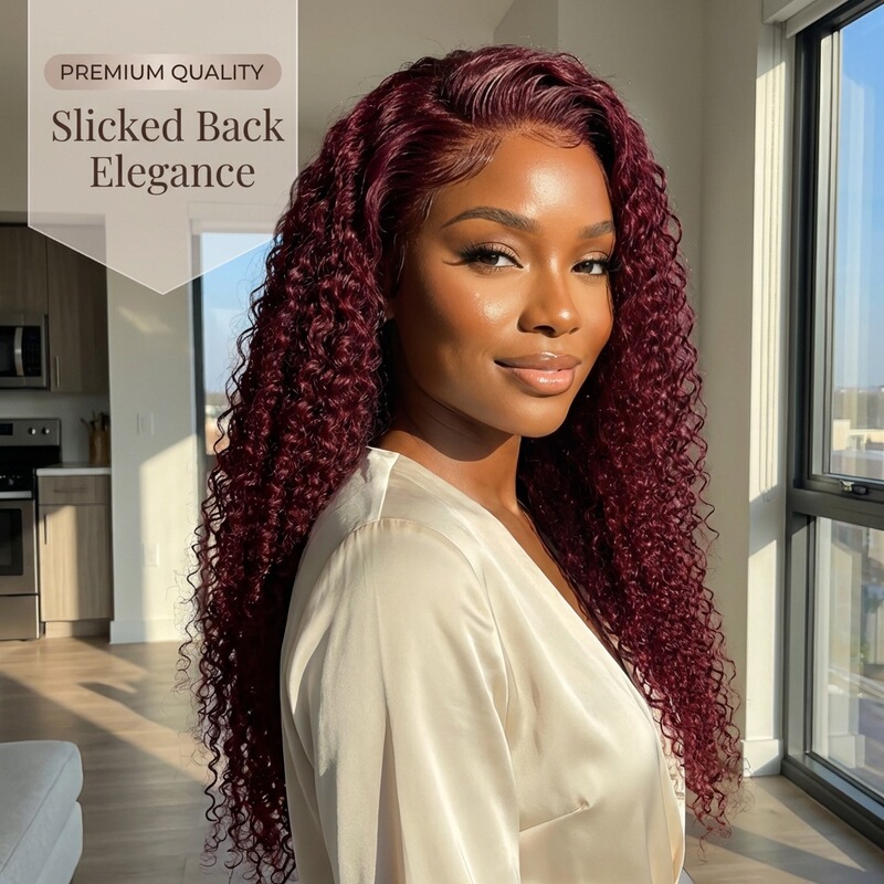99J Kinky Curly Lace Human Hair Wig Cross-Border Hot-Selling Front Lace Kc Human Hair