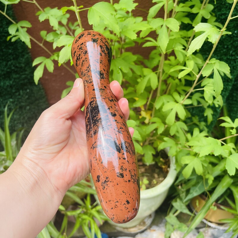 天然水晶红曜石水晶按摩棒摆件 图 2