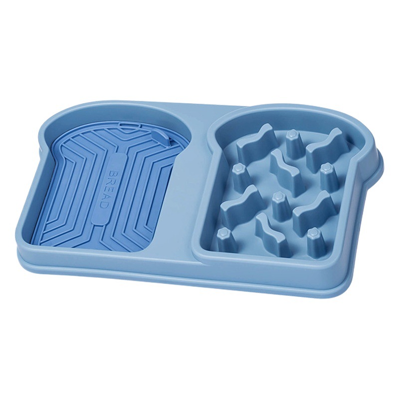 Tazón de comida lenta para mascotas Tazón de comida lenta para perros Almohadilla de lamiendo de gato anti-volcado Tazón doble para mascotas, juego de comida para perros, plato de comida para mascotas