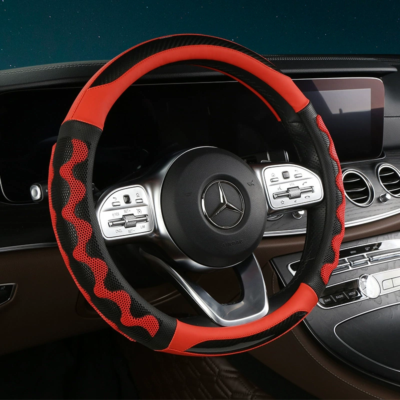 Чехол на руль автомобиля сотовая кожа Нескользящая дышащая универсальная трансграничная взрывоопасная крышка руля автомобиля Four Seasons оптом