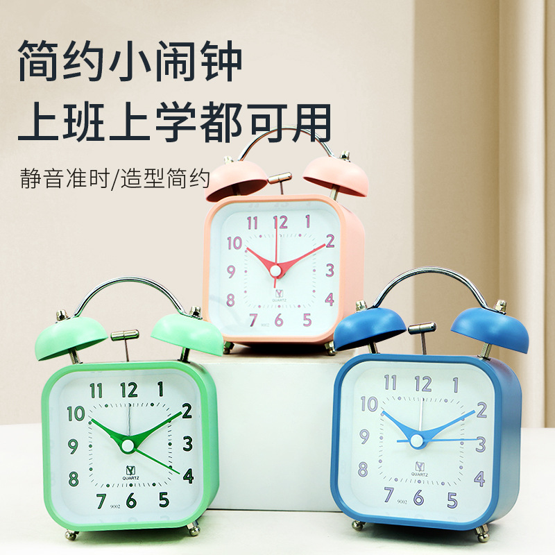 Reloj simple para estudiantes con dormitorio perezoso levantarse de la cama super alto reloj de asiento de metal nuevo silencioso caminando reloj despertador de luz nocturna