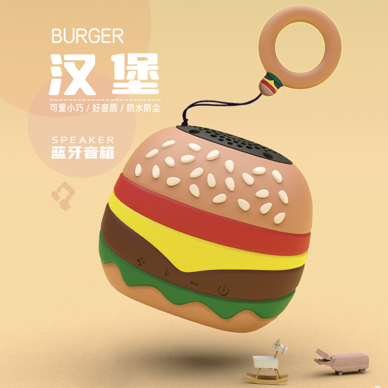 漫画ハンバーガー型Bluetoothスピーカー ミニワイヤレス防水スピーカー 子供・学生向け誕生日プレゼント Bluetooth5.2|undefined