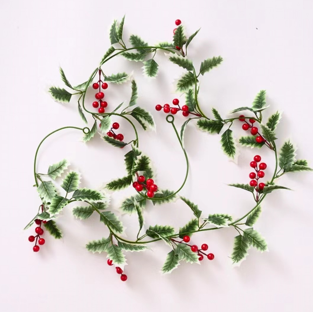 Nueva LUZ DE Navidad LED Cadena de luz de flores de Navidad fruta roja Luz de alambre de cobre ins decoración de vacaciones Cadena de luz