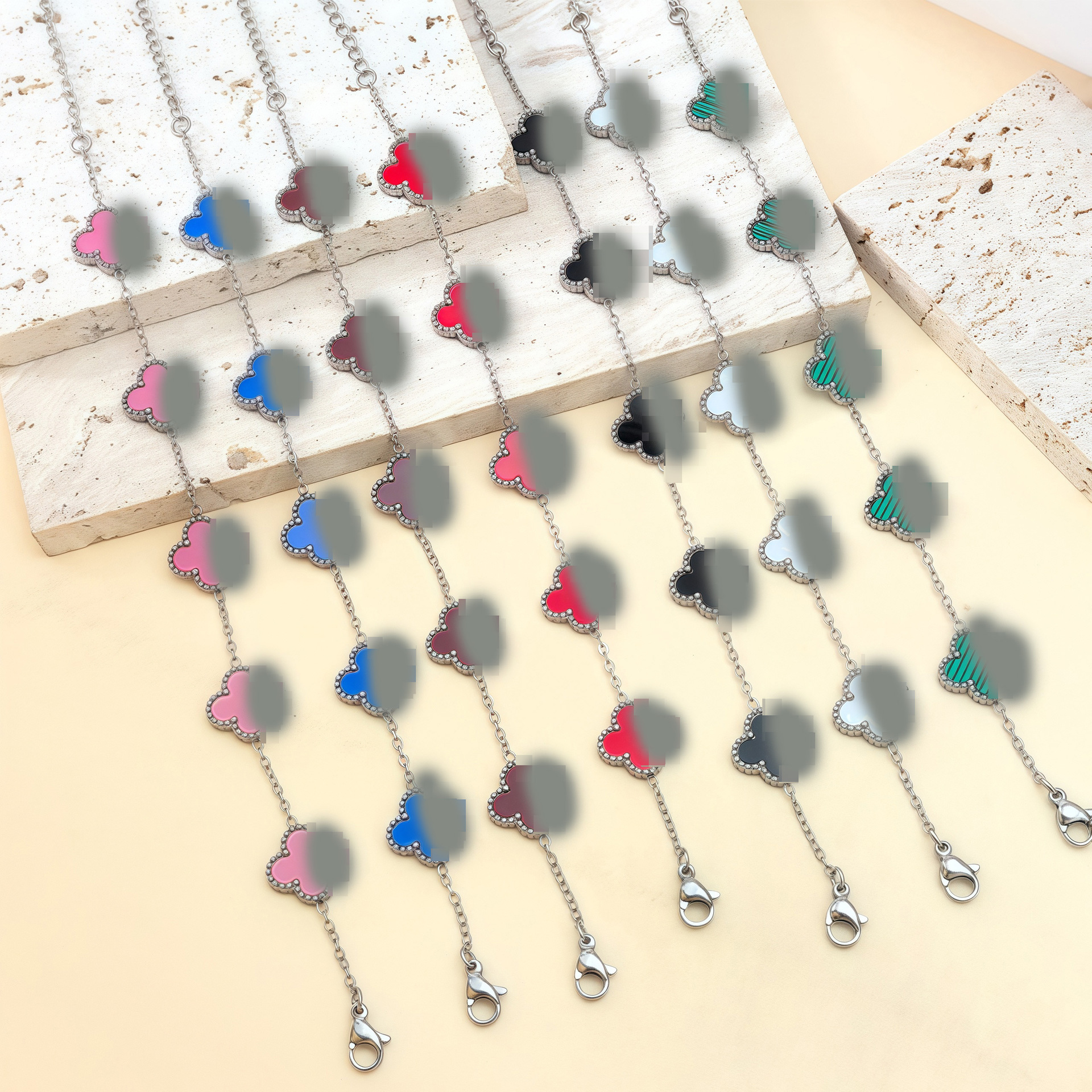 Cross-Border Four-Leaf Clover Five-Flower Bracelet, Light Luxury and High-End Feel, Popular Women's Non-Fading Stainless Steel Jewelry