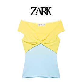 ZARK 欧美新款时尚结饰拼接针织衬衫 跨境外贸女装批发 2756034