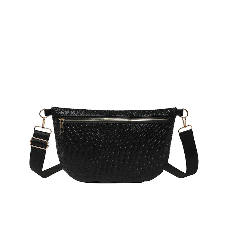 Patrón tejido de moda ins pequeño bolso pequeño de nicho femenino 2025 nuevo estilo popular bolso de cintura de hombro ancho de moda bolso de pecho de mensajero
