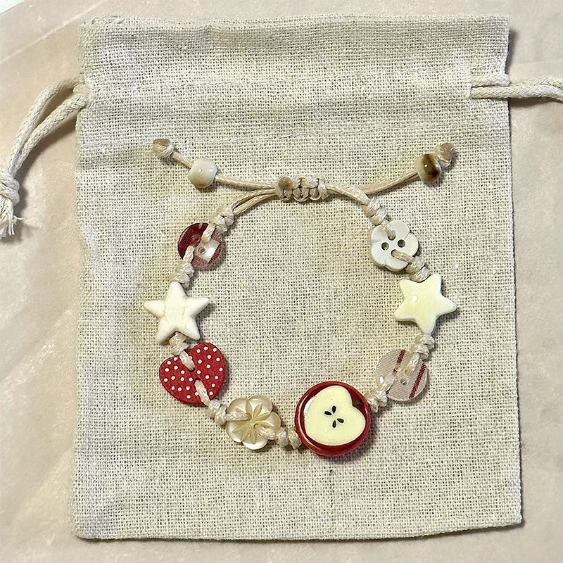 Beaded children's bracelet, adjustable cord, assorted charm styles, 10 cm