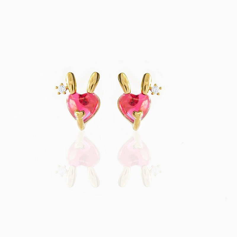 Fashion Animal Brass Artificial Gemstones Earrings Ear Studs display picture 6