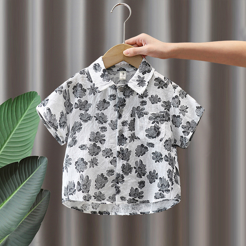 Conjunto de Verano para Niños 7319, Camisa Floral de Manga Corta y Pantalones Cortos, Modelo 2026, Conjunto de Dos Piezas Ligero para Niños